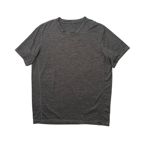 Prana Shirt Mens S Small Grey Black Hardesty Striped Short Sleeve Performance - Picture 1 of 9